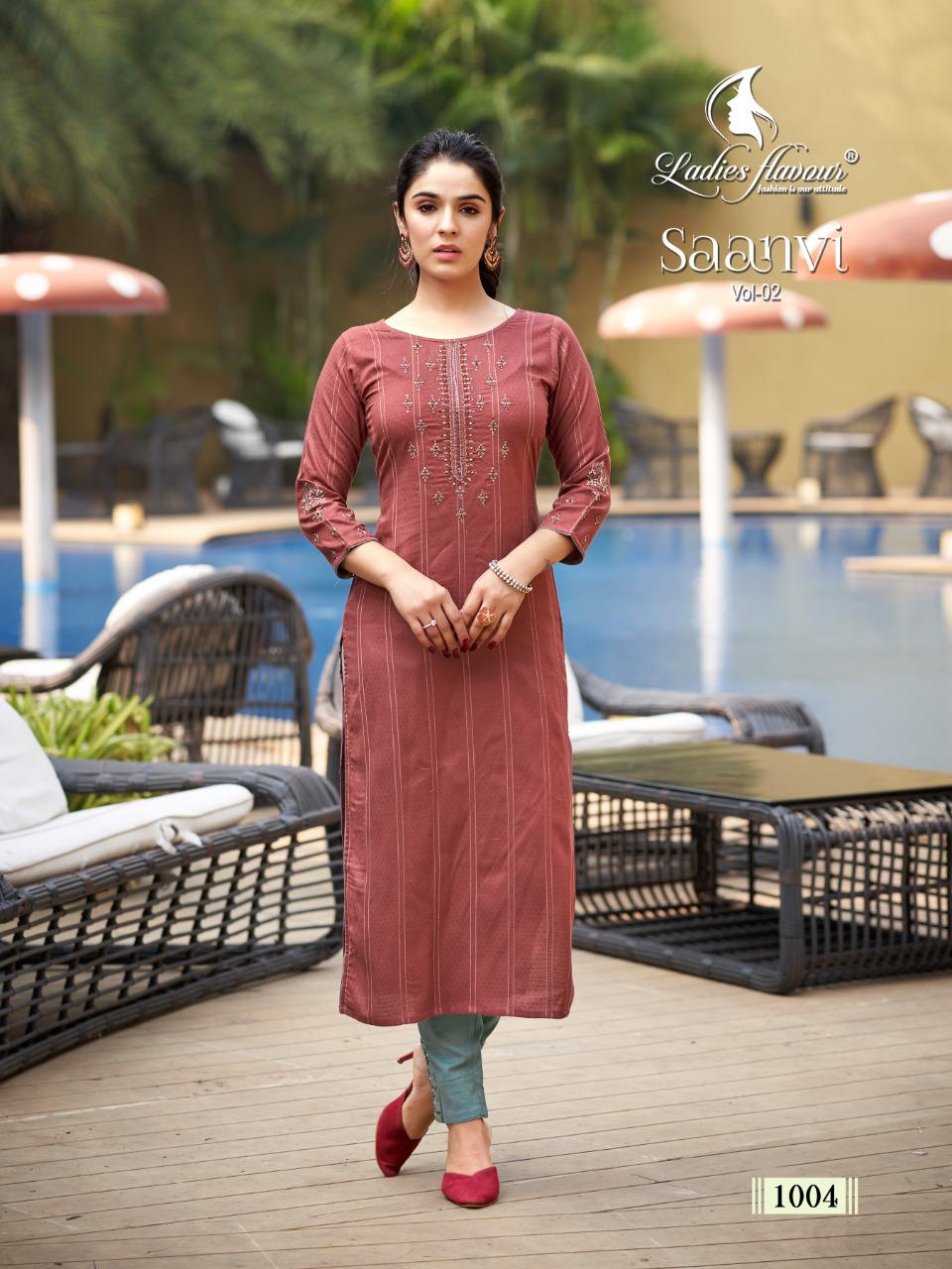 Ladies Flavour Saanvi 2 Ethnic Wear Rayon Weaving  Kurti With Bottom Collection